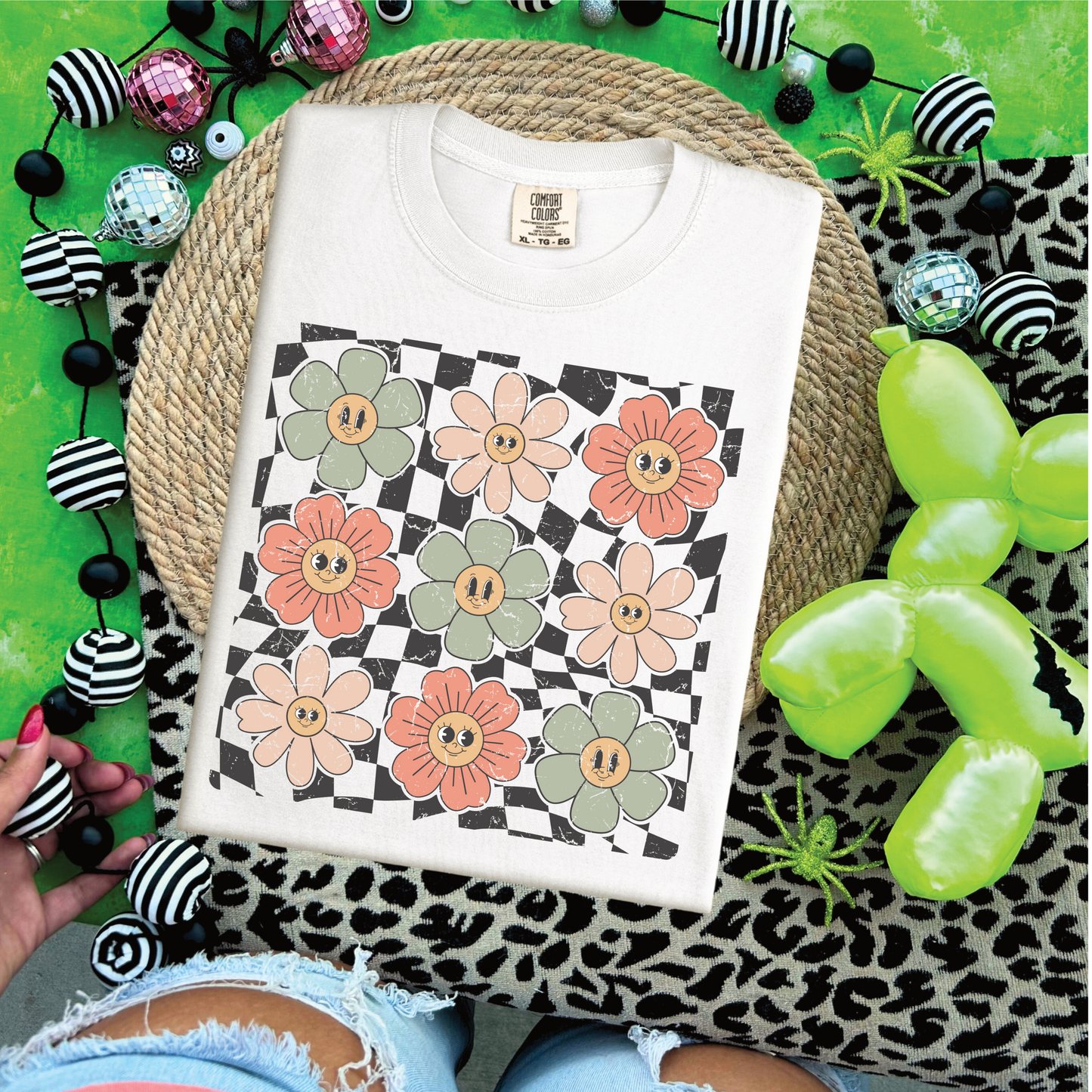 Smiley face flower t shirt